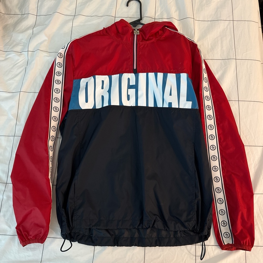 Original Penguin Red and Black Windbreaker Jacket